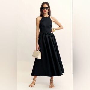 Reformation Percy Linen Dress in Black